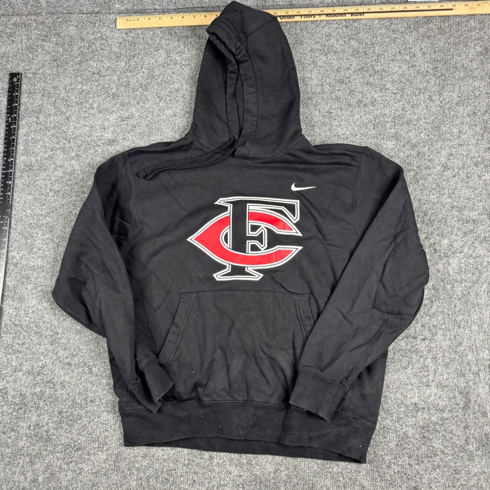 Nike Hoodie Mens Size L Black FC Graphic Pullover Athletic Sweatshirt Pocket